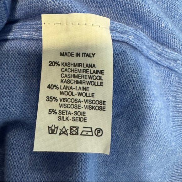 Ezio Corsi Men's Blue V-Neck Cardigan Sweater Wool Cashmere Silk Italy XL - Picture 5 of 5